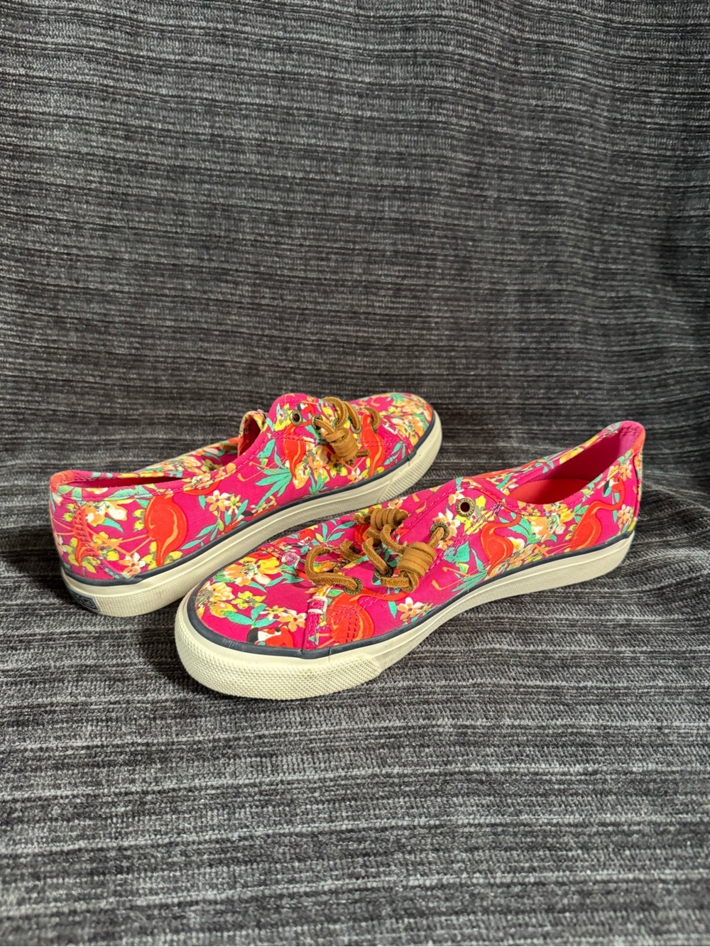 Sperry Hot Pink Floral Canvas Women's Sneakers